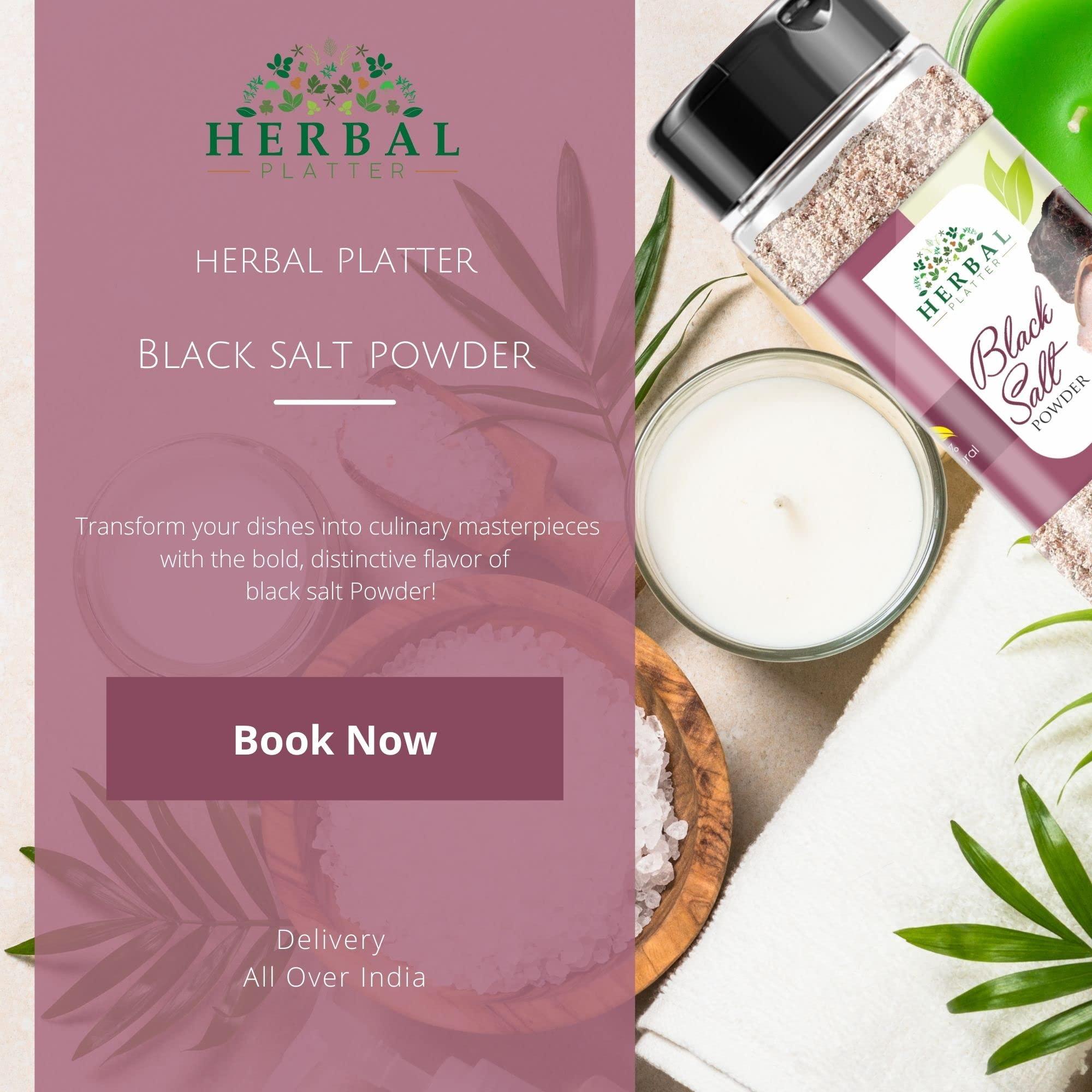 Herbal Platter Herbal Platter Himalayan Black Salt (Kala Namak) 100% Pure & Natural Rock Salt 100g Spice Jars with Sprinkler