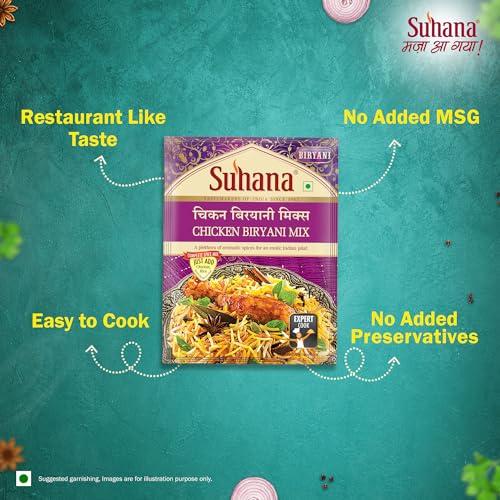 Suhana Suhana Chicken Biryani Masala 50g Pouch, (300g - 50g X 6 pouch), No Added MSG & Preservatives, Complete Spice Mix.