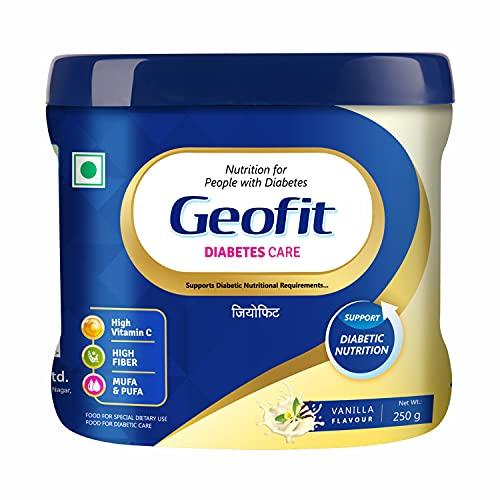 GEOFIT Geofit Diabities Care Protein Powder Enriched with Nutrients | Multivitamins & Multimineral High Vitamin C, Helps in Maintain Body Weight 250g - Pack of 2 (Vanilla Flavoured)