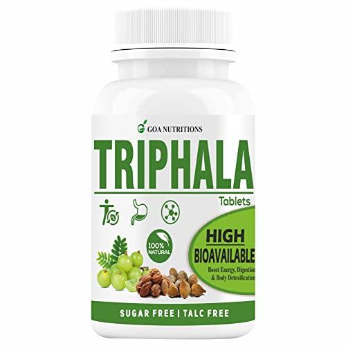 GOA NUTRITIONS GOA NUTRITIONS Triphala Powder Tablets With Pipali, Vitamin B12 Supplements Stomach, and Colon Cleanser, Body Detox Gut Health, Constipation Relief, Digestion- 60 (Pack 1)
