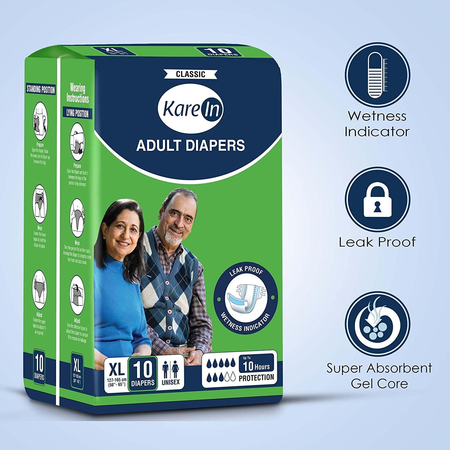 Kare Med Kare Med Adult Diapers extra large 40 Count, Waist Size 127cm-165cm (50"-65") XL (40 Pieces)..
