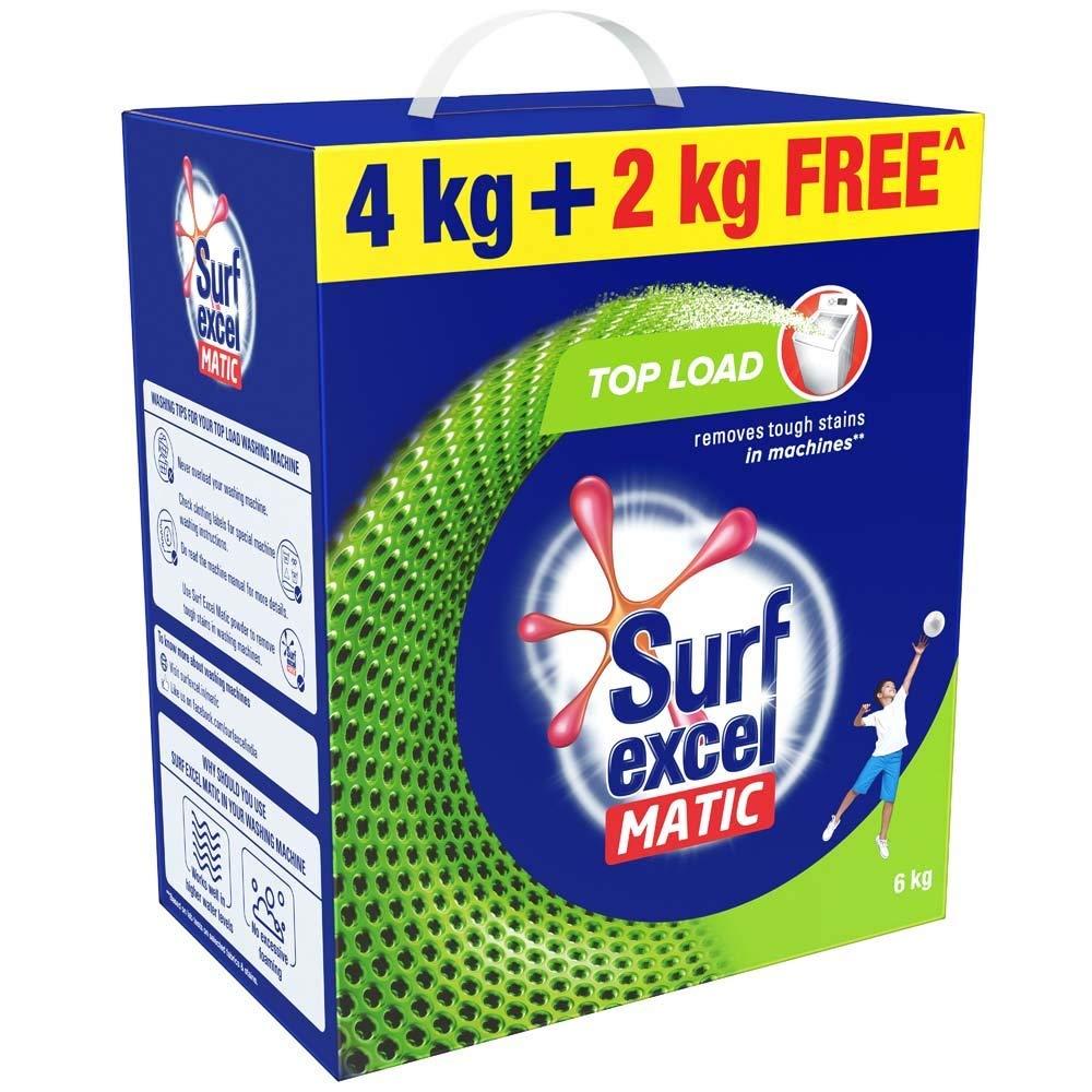 Surf Excel surf excel matic top load detergent powder, 6kg(4+2kg free).
