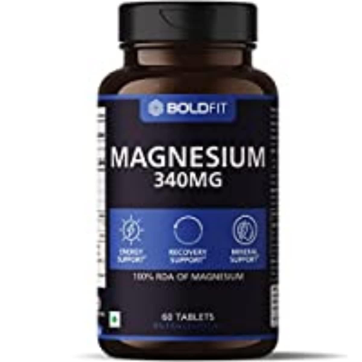 Boldfit Boldfit Magnesium 340 Mg Supplement - 60 Vegetarian Tablets & Boldfit Vitamin D3-120 Tablets, White