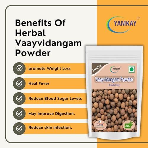 YAMKAY Yamkay Herbal Vaayvidangam | Vidanga | Vaviding Baividang | Embelica Ribes Powder | (500 GM)