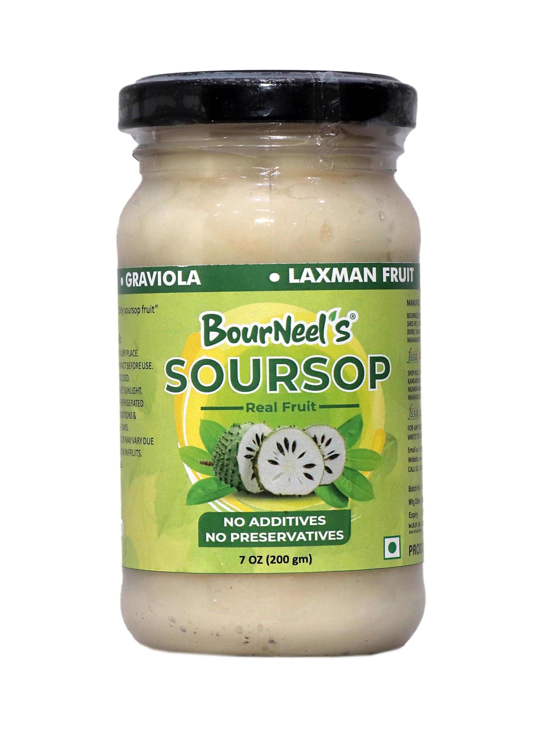 BourNeel's BourNeel\'s Soursop Fruit Jar 200gm Pack of 1 | No Preservatives | Immunity & Energy Booster | Organic Natural & Real Healthy Graviola Laxman Phal Fruit | High Vitamin C |