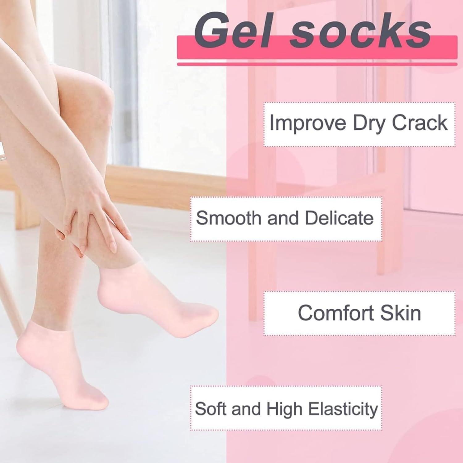 FLIXIFY FLIXIFY Traxito Silicon Heel Socks Heel For Crack Spa Gel Socks For Women & Men,Feet Protector Crack Heel Repair Socks With Moisturizing Natural Oil & Vitamin E Repair Dry Cracked (1 Pair, Pink)
