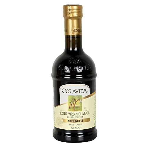 COLAVITA Colavita Mediterranean Extra Virgin Olive Oil (750ml) | Imported from Italy | Premium Olive Oil for Cooking, Dips and Marinades | Cold Pressed Oil from Superior Whole Olives | Timeless Bottle