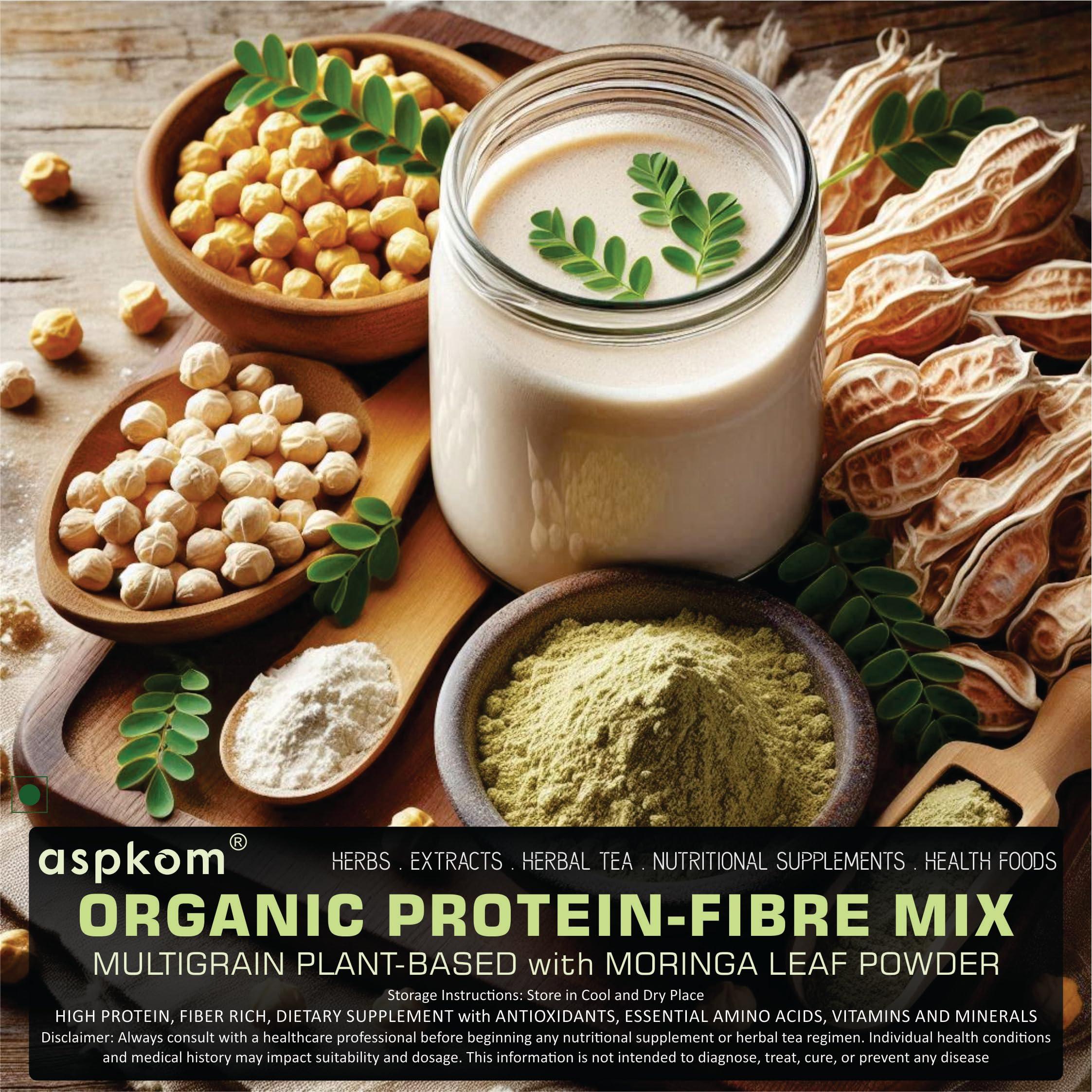 aspkom aspkom Organic Moringa Sattu Protein Powder 400g | Plant-Based Superfood | Energy & Immunity Booster | Multigrain Blend with Barley & Chickpeas | Herbal Protein Supplement