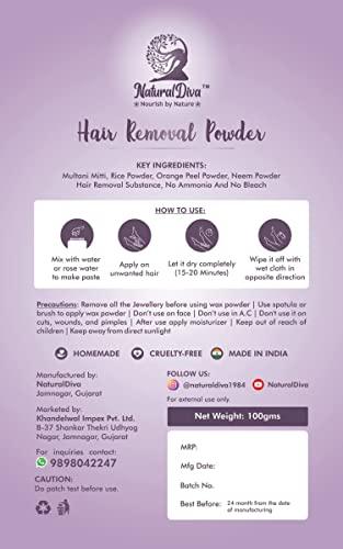 Natural Diva Natural Diva Combo Herbal Hair Removal Powder with Herbal Body Ubtan | Jasmine Flavour | Multani Mitti Based Waxing Powder | Instant Hair Remover |