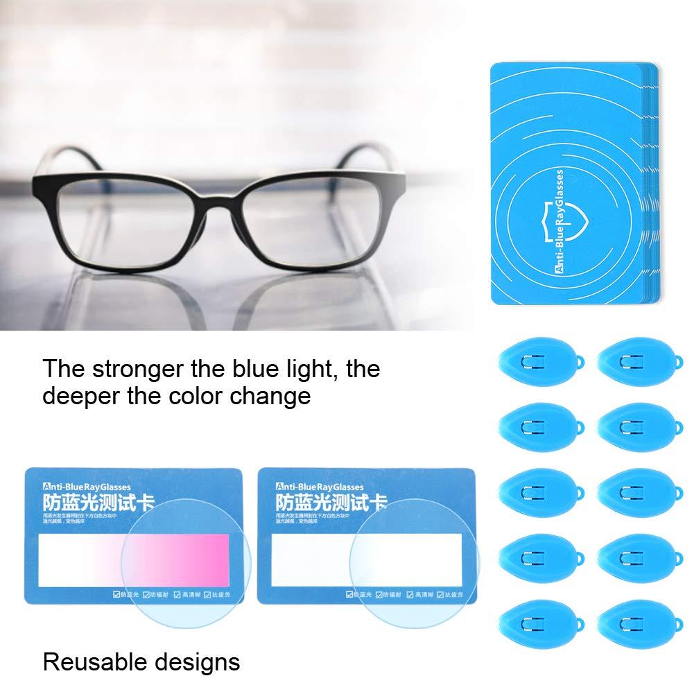 DAUERHAFT 10 Set Professional Anti-Blue Light Test Card,Including Anti-Blue Light Card and Blue Light Generator,The Blue Light More Strong,The Color Change More Deep,for Eyeglasses Test.