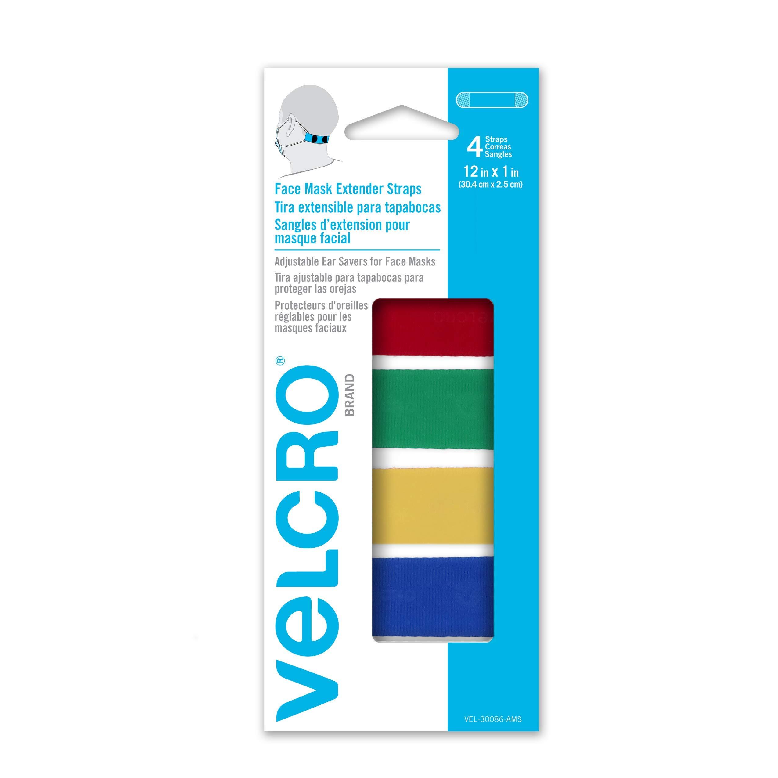 VELCRO Brand VELCRO Brand Face Mask Extender Straps 4pk Multi-Color, 12 x 1 Comfortable and Adjustable Ear Savers, VEL-30086-USA