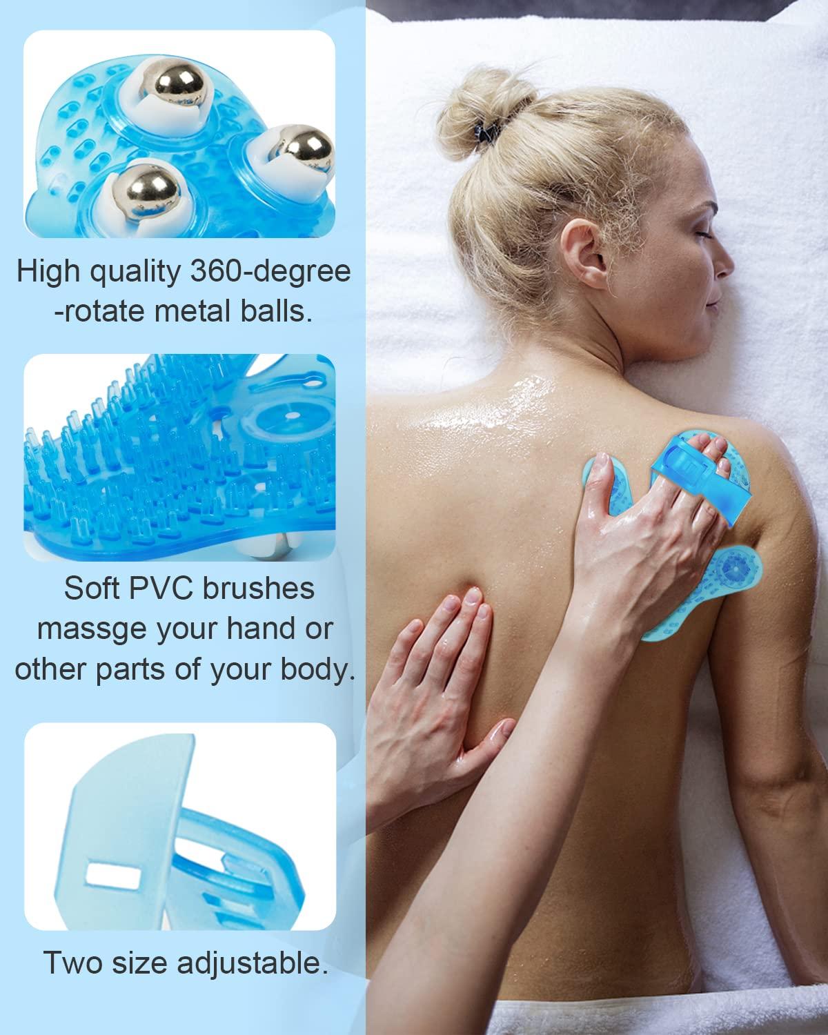 Outton Glove Massager Palm Shaped Hand Massage Manual 9 360-degree-roller Mental Roller Ball Blue by Outton