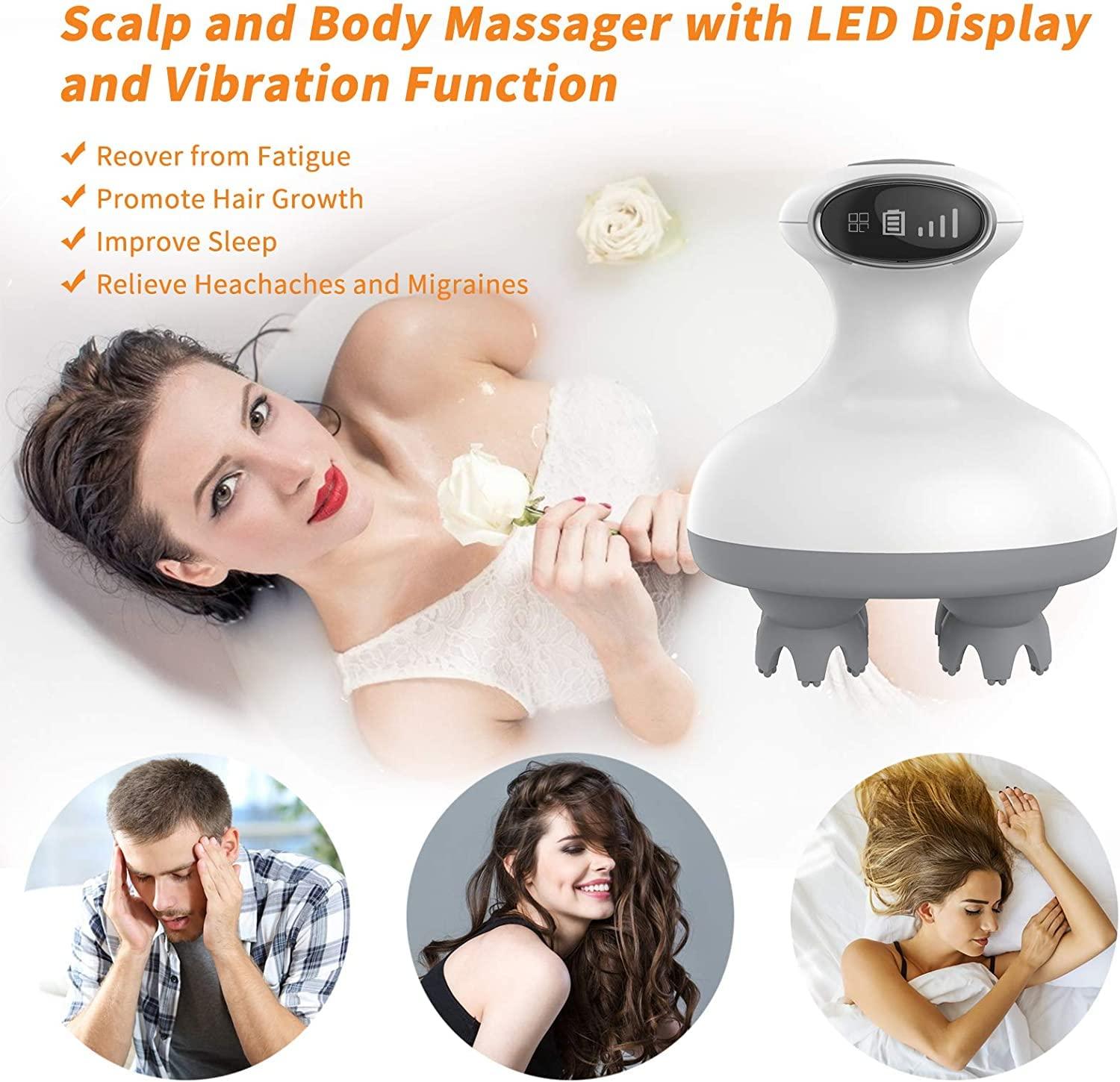Luteti Luteti Cordless Head Massager - Electric Hair Scalp Massager with Kneading 84 Massage Nodes, Handheld Portable Head Scratcher Massager for Hair Growth, Deep Clean and Stress Relax,Christmas Gifts