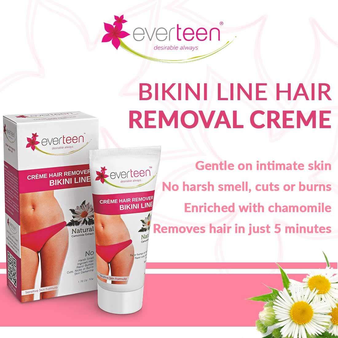 Everteen everteen Combo - 1 Bikini Line Hair Remover Creme 50g and 1 Foam Intimate Wash 150ml for Feminine Hygiene in Women