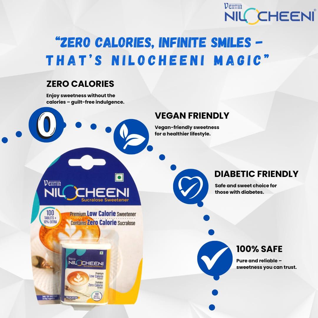 NiloCheeni NiloCheeni Sucralose Sweetener Tablets | Sugar Free | Zero Calorie | Diabetic Friendly | Vegan & Keto Friendly | 100% Safe | (110 Tablets - Pack of 5)