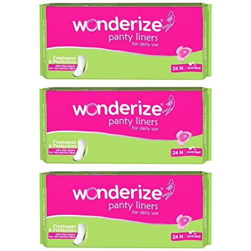 Wonderize Wonderize Ultra Thin Cotton Panty Liners - 72 Liners (Combo of 3) Size – 155mm for Daily Use Freshness and Protection (155mm (72 Count))
