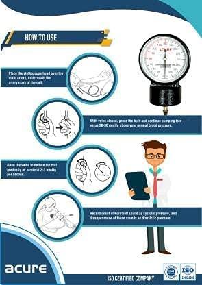 Acure ACURE Sphygmomanometer Aneroid Bp Monitor With Cuff And Brass Release Valve