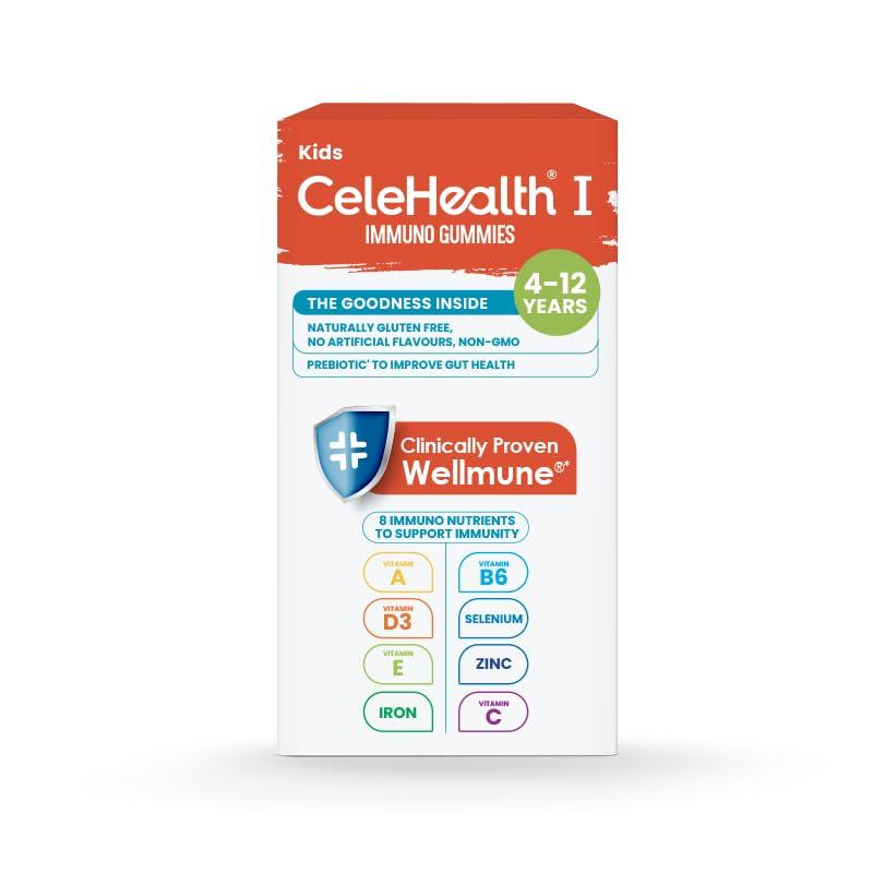 Celehealth Dr. Reddy's CeleHealth Kidz Immuno Plus - 30 Gummies | Pink Guava with Wellmune, Vitamin C & Zinc to support child's immunity (Pack of 4)