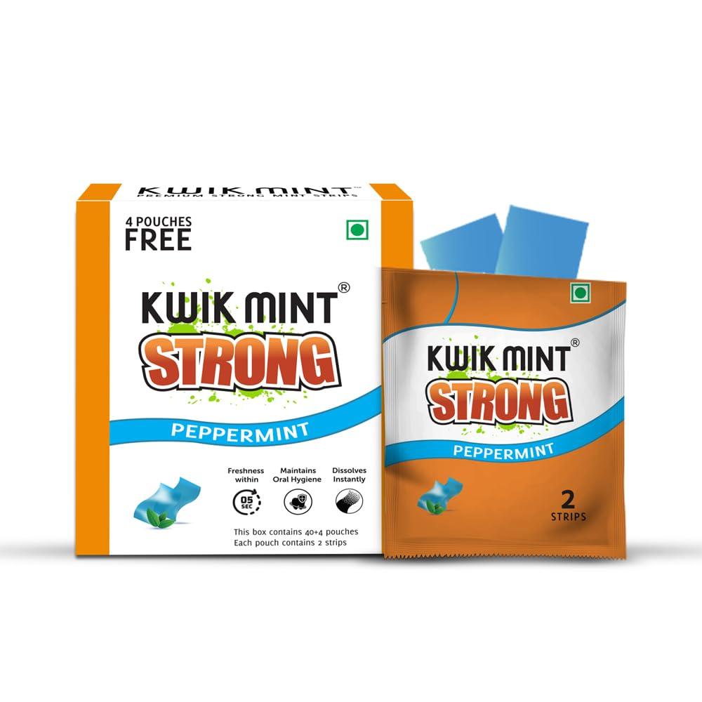 Kwik Mint Kwikmint Premium Strong, Instant mouth freshener dissolving strips for oral care  Pack of 4 (352 Strips)