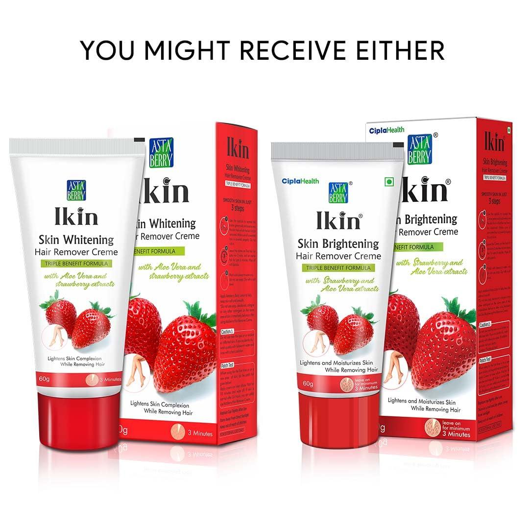 Ikin Ikin Skin Brightening Hair Remover Cream For All Skin - Bikini Hair Removal Cream For Women & Girls | (Pack of 2 (60gm X 2))