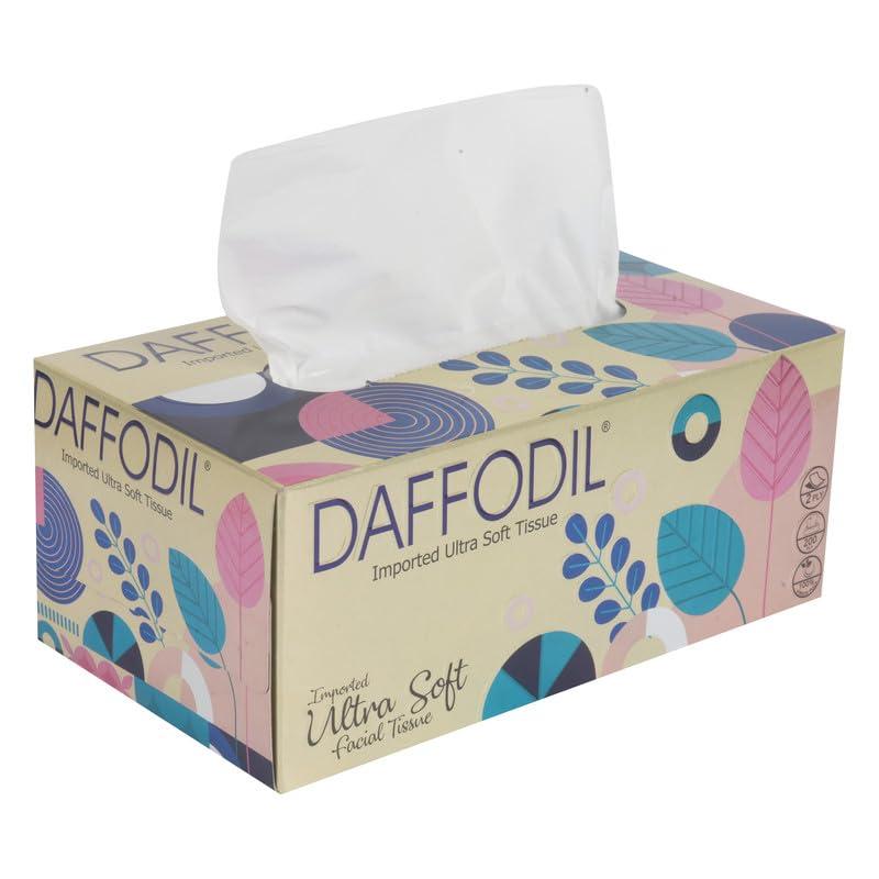 DAFFODIL DAFFODIL 2Ply Facial Tissue Carton Soft and Durable Tissue Papers for Car, Convenient for Home or Car Use Tissue Paper, Pack of 3 Boxes (200 Pulls/Box) Total 600 Pulls, 1200 Sheets