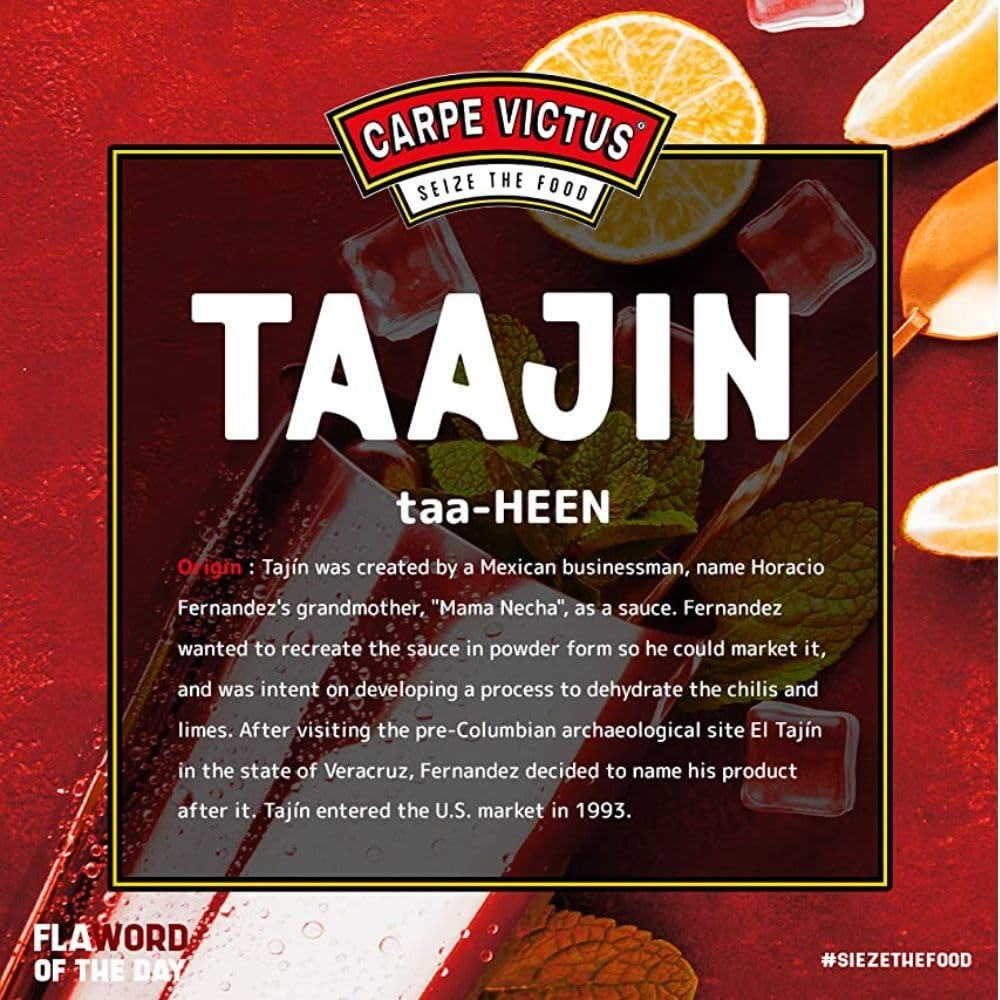 CARPE VICTUS Carpe Victus Jain Tajin Spice Mix 100 gms, No Onion No Garlic Taajin Spice Seasoning for Juices, Fruits, Cocktails, Vegetables, Snacks, Chilli Lime Masala Mix for Drinks, Premium Mexican Masalas
