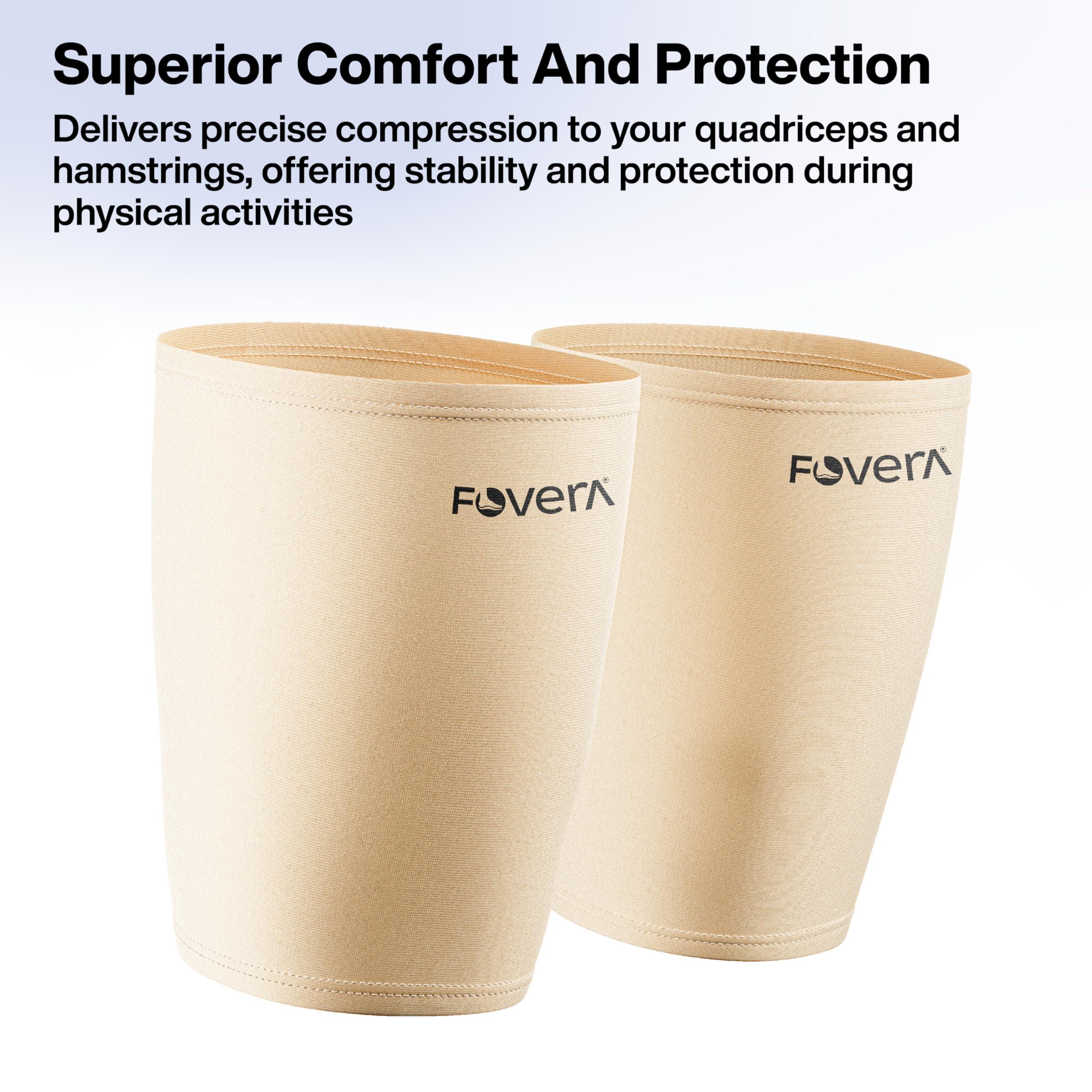 FOVERA FOVERA Thigh Support,Thigh Compression Sleeve for Quad and Hamstring Support for Men and Women (Size - S, 1 Pair)