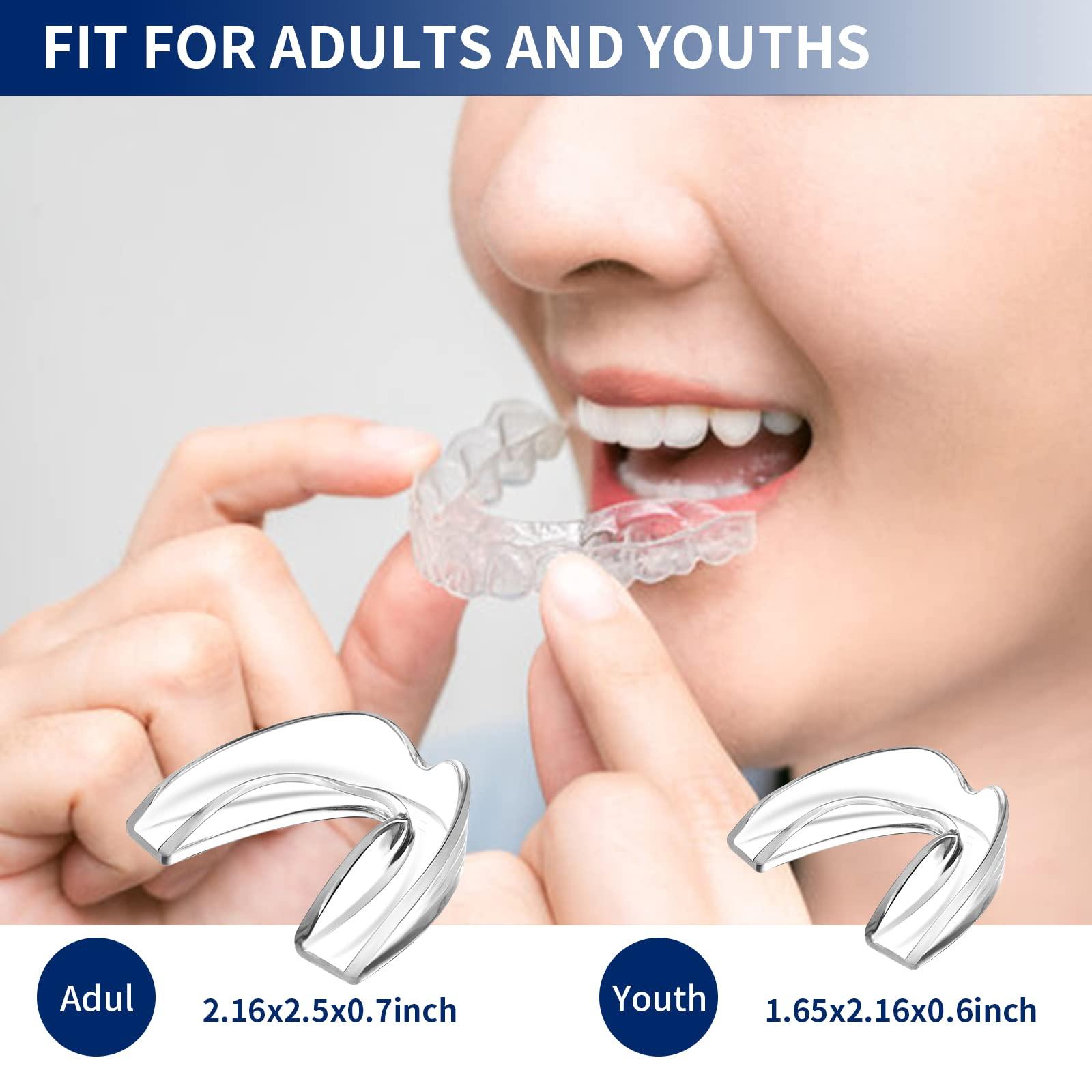 Neateeth Mouth Guard for Grinding Teeth and Clenching Teeth at Night, Custom Moldable Dental Night Guards, Anti Grinding Teeth 2 Sizes, Pack of 8 with Two Travel Cases