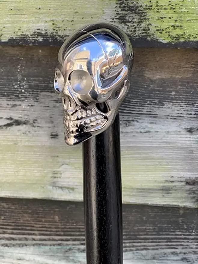 NavaFresh Basics Elegant Walking Stick with Skull Handle Made of Solid Brass Chrome Finish Walking Cane Handmade Gift for Men & Women's (36 Inch) by Royal Enterprises Nautical