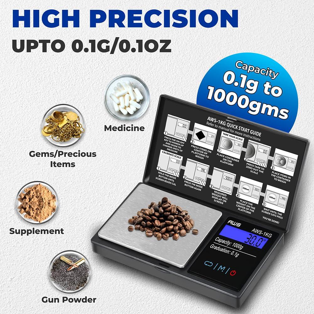 AMERICAN WEIGH SCALES American Weigh Scales AWS 1KG Digital Pocket Scale, 1000 x 0.1g