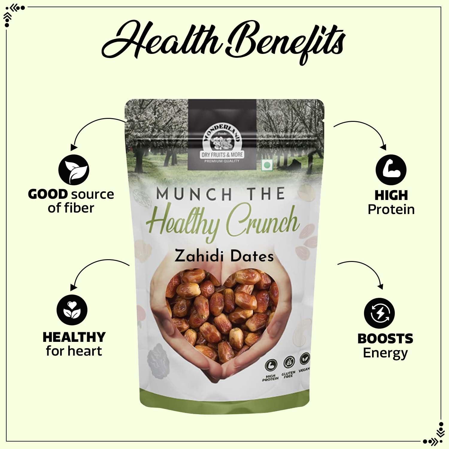 WONDERLAND FOODS (DEVICE) WONDERLAND FOODS (DEVICE) Dry Fruits Zahidi Dates 1Kg (500G X 2) Pouch | Healthy & Nutritious Soft Khajoor | Khajur Rich In Iron, Fibre & Vitamins, Fresh