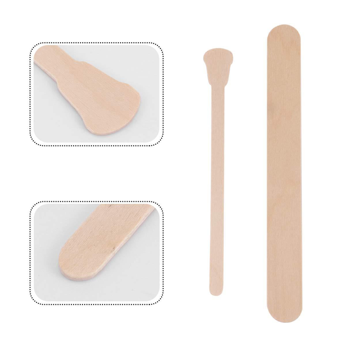 Artibetter ARTIBETTER 200pcs Wood Wax Sticks Facial Body Waxing Applicator Stick Round Square Hair Removal Spatula Sticks for Women Men