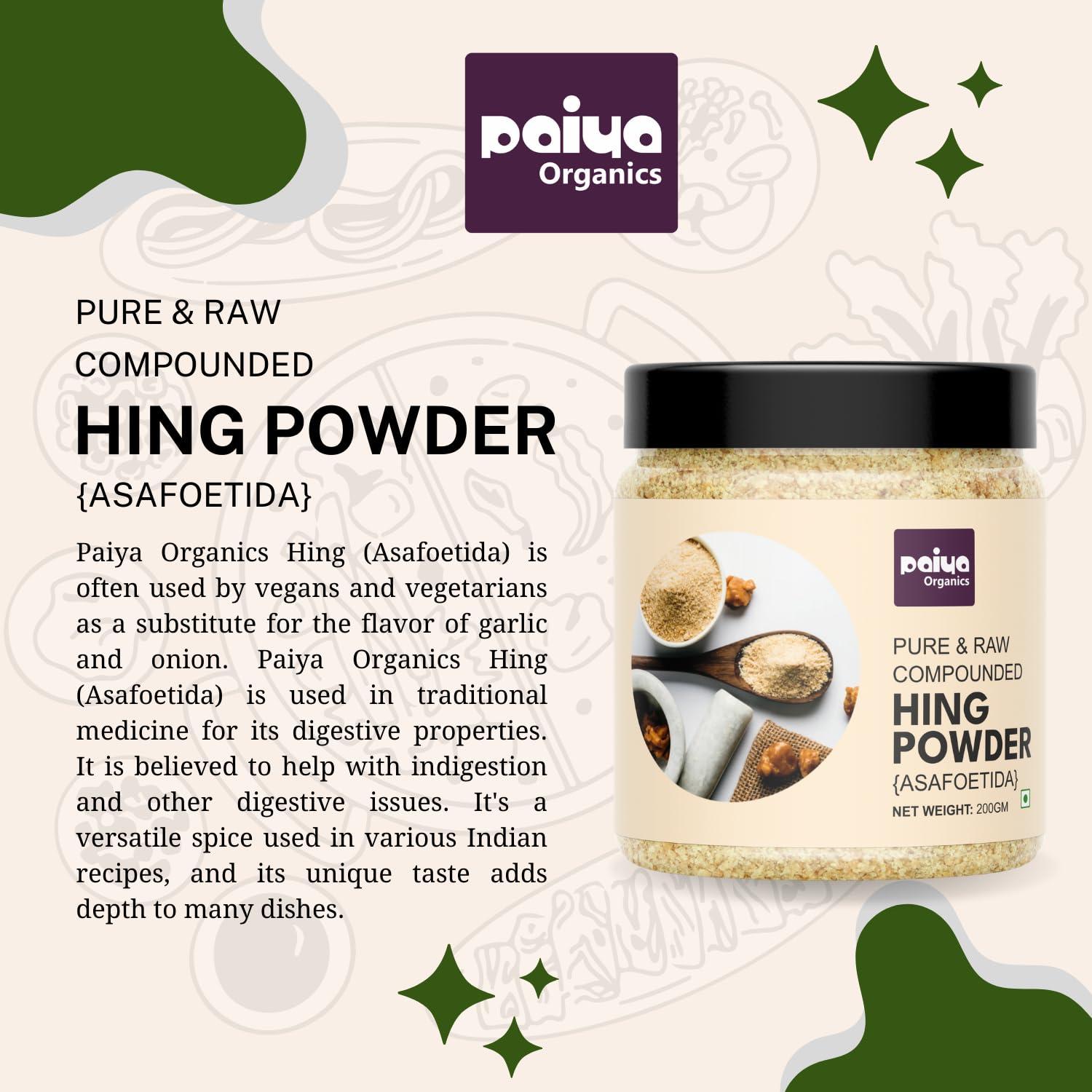 paiya organics Paiya Organics 100% Pure Hing (Asafoetida) Powder - Aromatic Spice for Flavorful Cooking 200gm