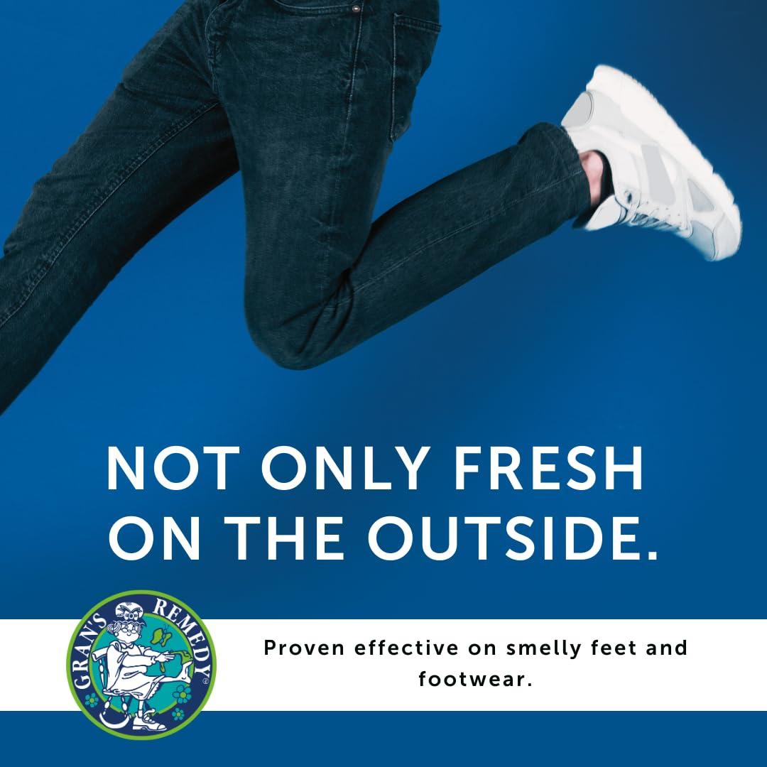 Gran's Remedy GRAN'S REMEDY Natural Shoe Deodorizer and Foot Odor Eliminator Powder for Men, Women, and Kids, 50g. Tub, Absorb Sweat and Moisture, Neutralize Smelly Odors, Cooling