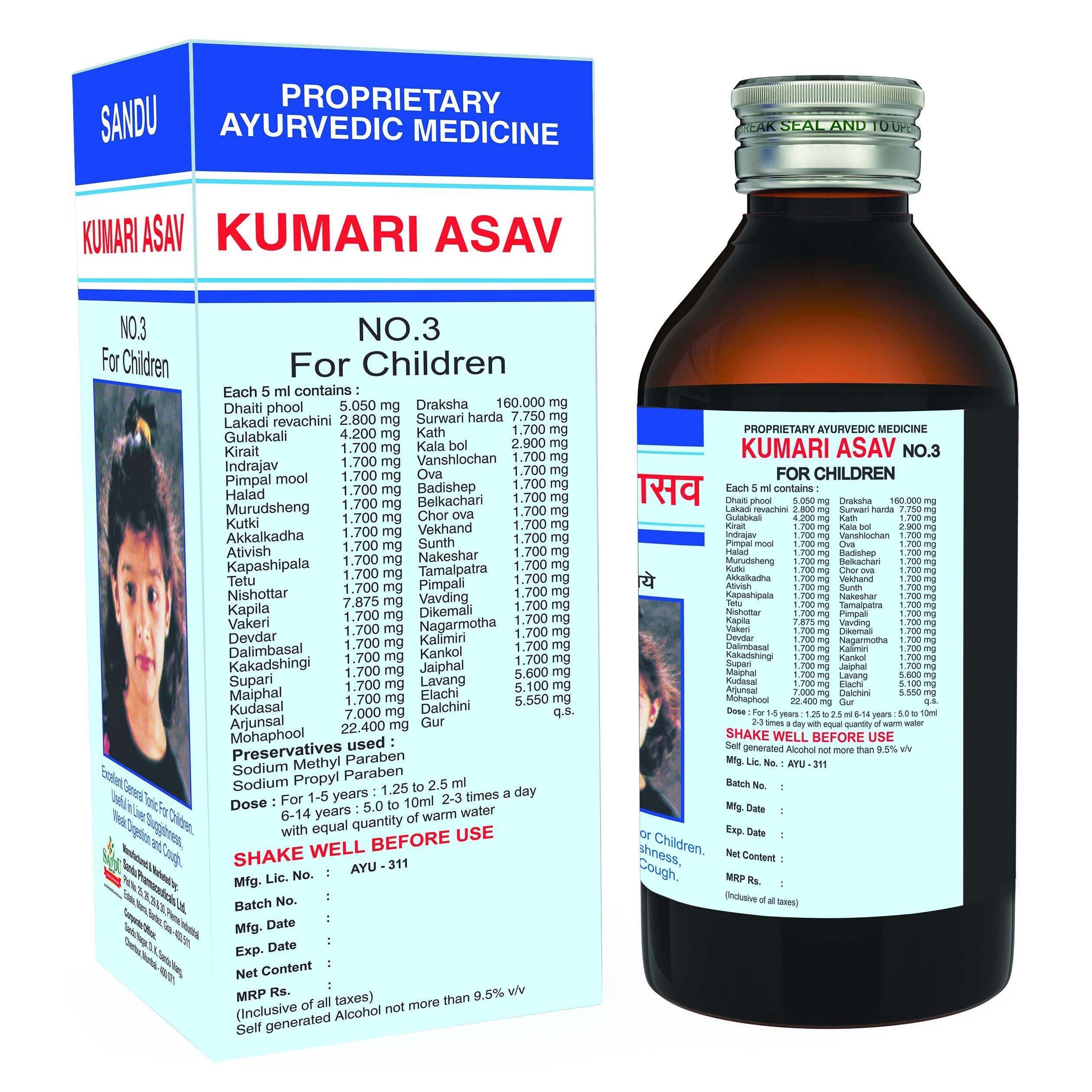 SANDU Sandu Kumarvin (Kumari Asav No.3) | Herbal Remedy for Paediatric Segment | 200 ml