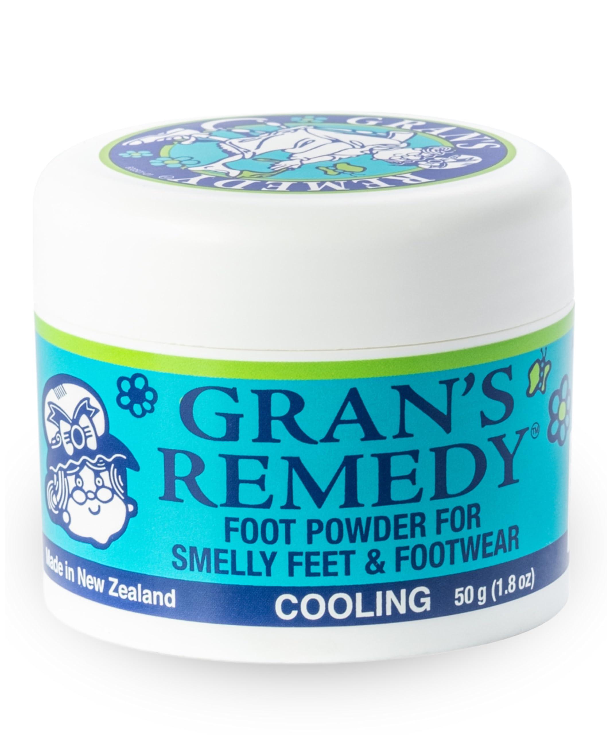 Gran's Remedy GRAN'S REMEDY Natural Shoe Deodorizer and Foot Odor Eliminator Powder for Men, Women, and Kids, 50g. Tub, Absorb Sweat and Moisture, Neutralize Smelly Odors, Cooling