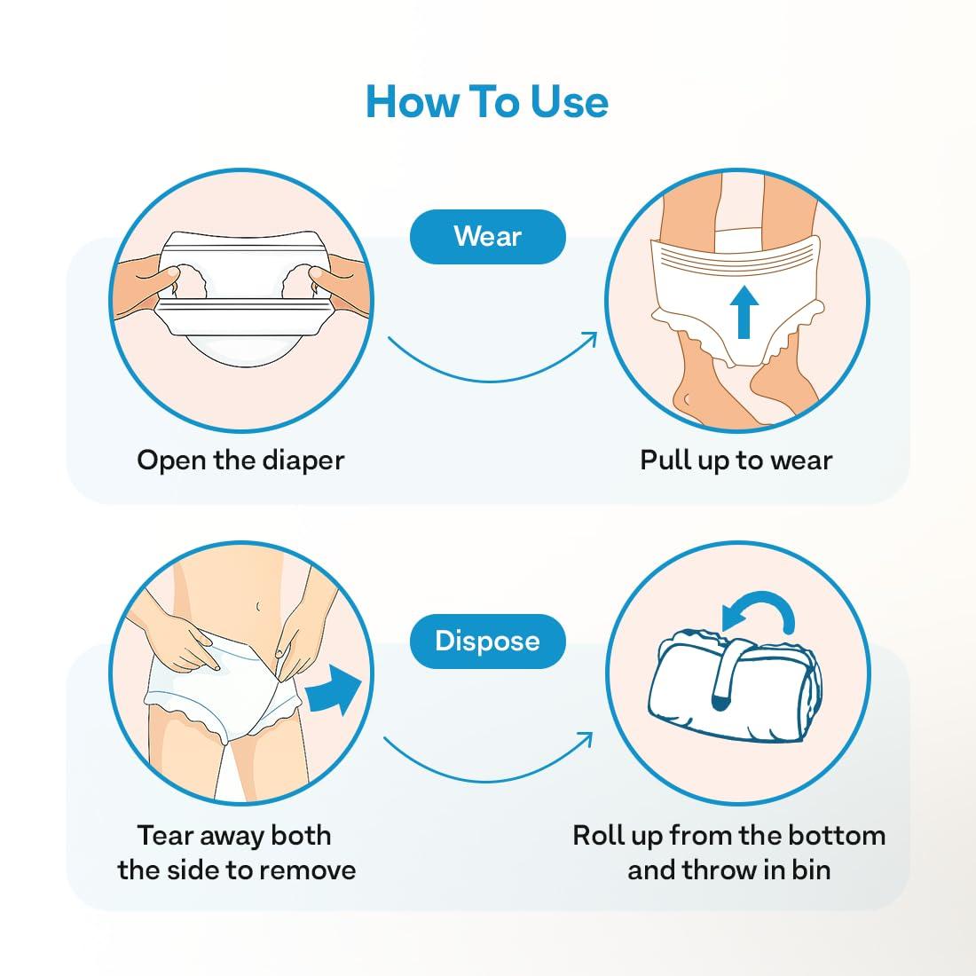 ELDURO ELDURO Adult Diapers XL Size | 96-165cm (38\"-65\") | Pant Style, Adult Diapers, Adult Diaper Pants, Adult Diapers XL Size, Unisex, Leakproof, 14hr Overnight Protection - Pack of 1 (10 counts)