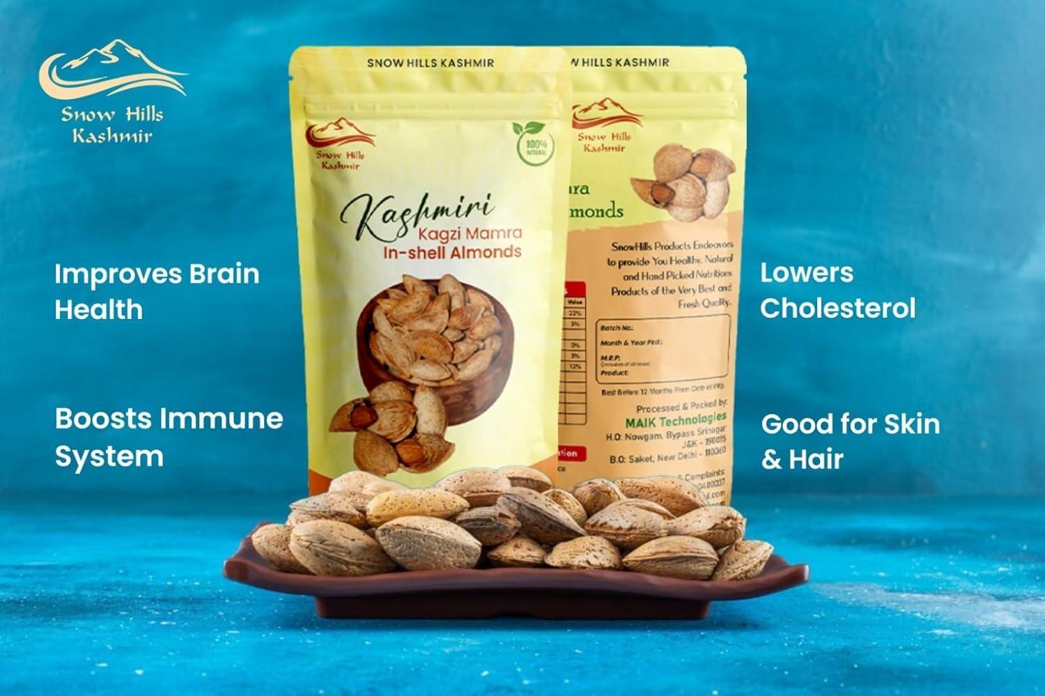Snow Hills Kashmir Kashmiri kagzi badam in Shell (Mamra Badam) (4kg)