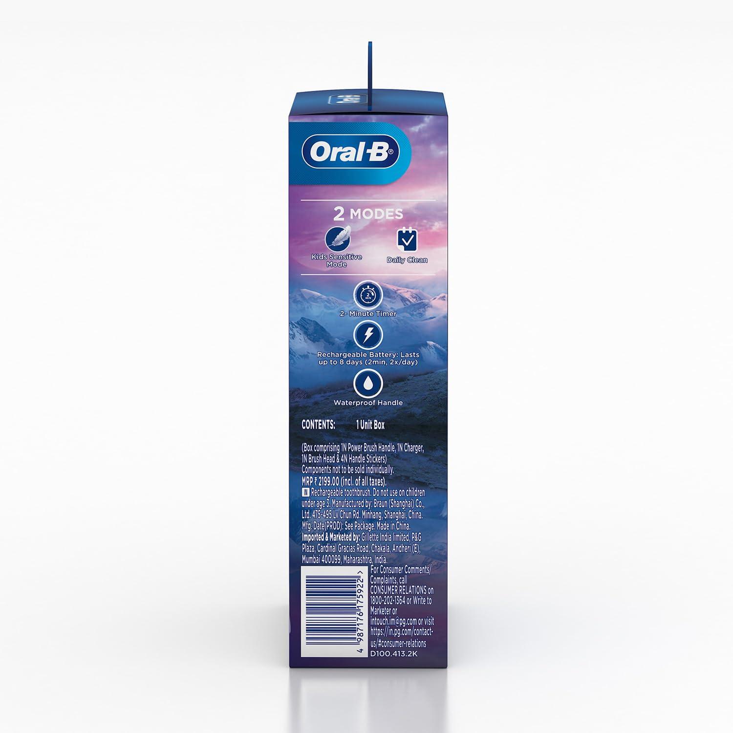 Oral B Oral B Kids Frozen Rechargeable Rotating Electric Toothbrush, 2 Brushing Modes (Daily & Sensitive), 2 Min Timer with Quadpacer, 2 Year Warranty, IPX7 Water Resistant, Round Brush Head