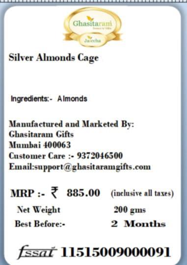 Ghasitaram Gifts Ghasitaram Gifts - Silver Almonds Cage |Gift for Diwali,Holi,Rakhi,Valentine,Christmas,Birthday,Anniversary,Gift for Her,Him,Mothers Day,Fathers Day|