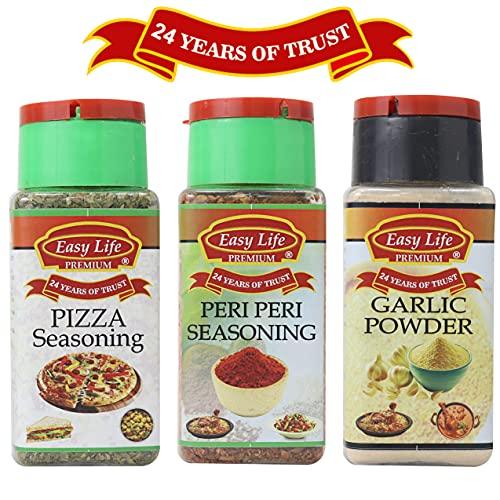 Easy Life Easy Life Pizza Seasoning 25g + Peri Peri Seasoning 75g + Garlic Powder 80g (Combo Pack of 3)