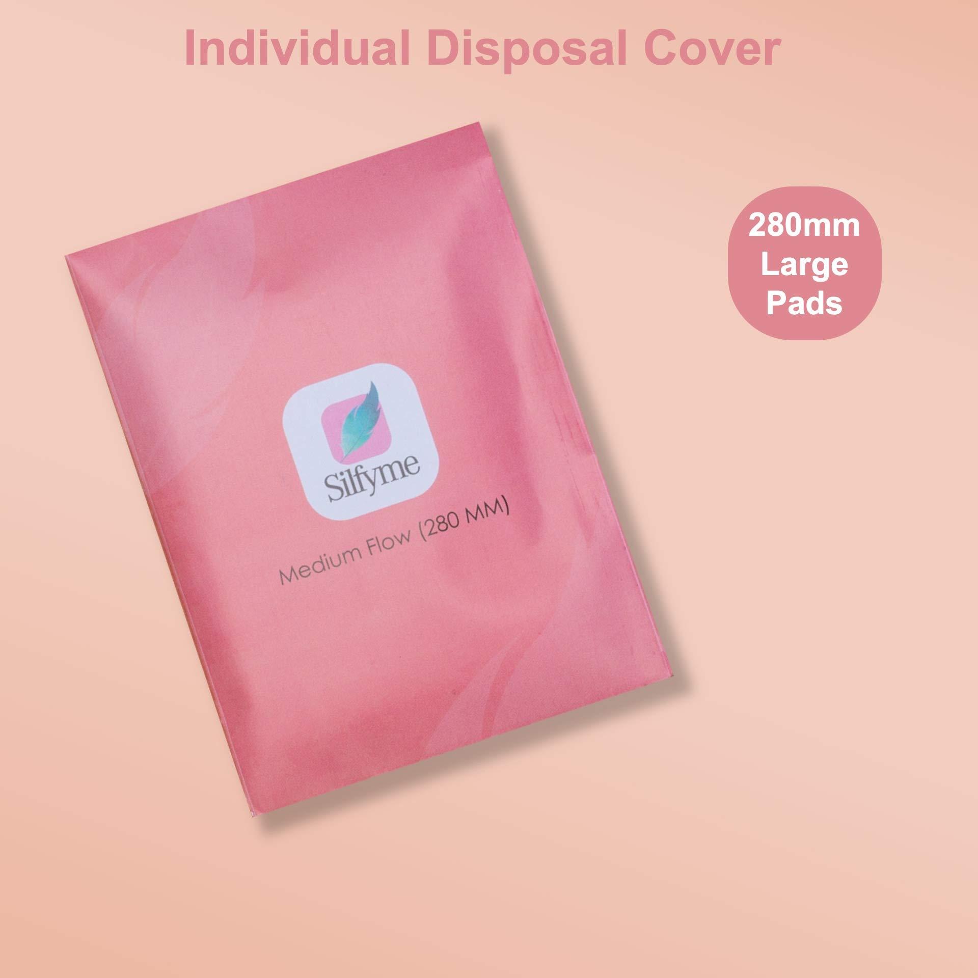 Silfyme Silfyme® Organic Biodegradable Sanitary Pads Made of 100% Organic cotton & Bamboo Fibre - Rash-Free | Plastic Free | Paraben Free | Toxin Free | Chlorine Free - Pack of 30 (All Medium Flow)