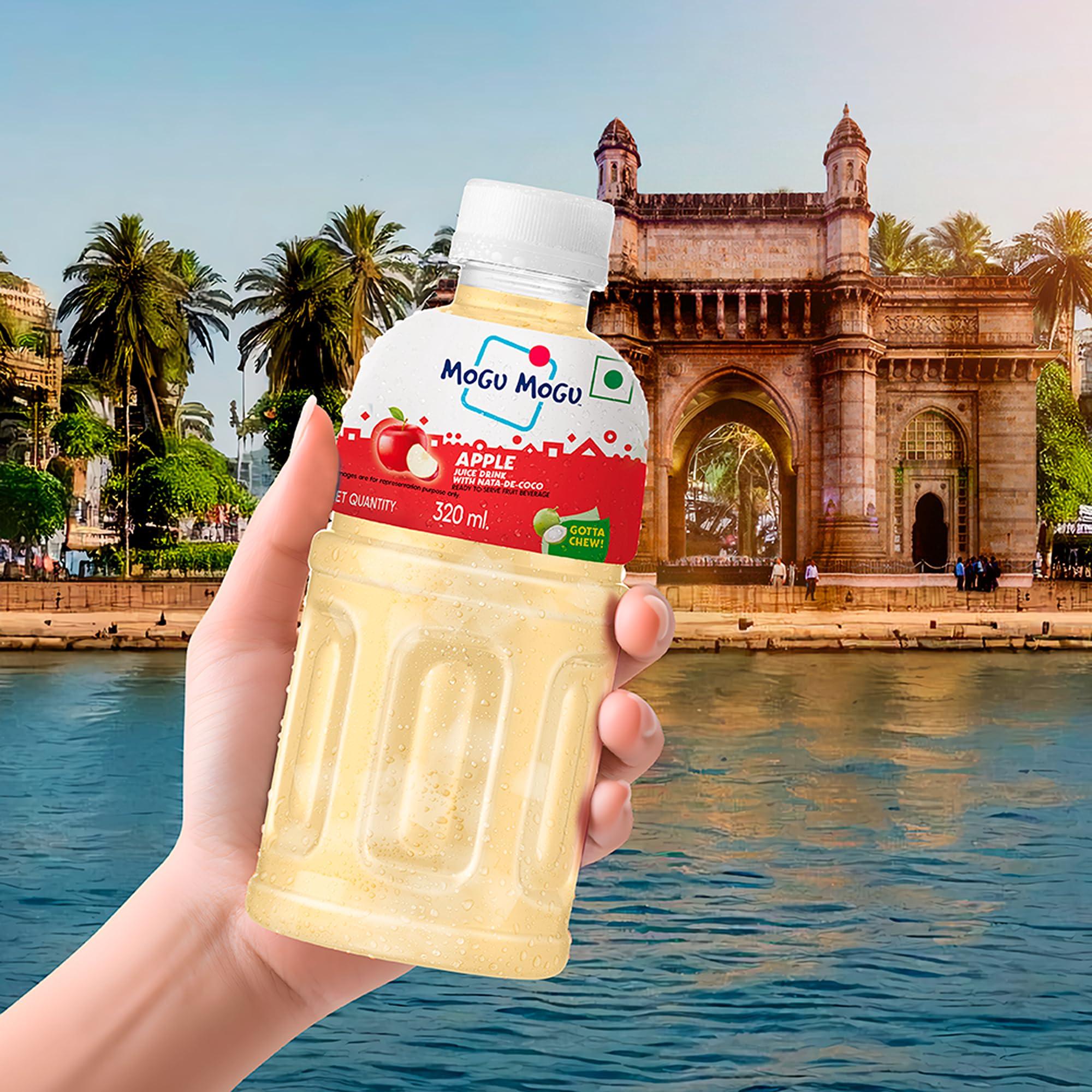 Mogu Mogu Mogu Mogu Apple Juice with 25% NATA De Coco | Energy Booster Drink | Full of Fruit Fibres | No Added Preservatives and Colours -300ml (Pack of 6)