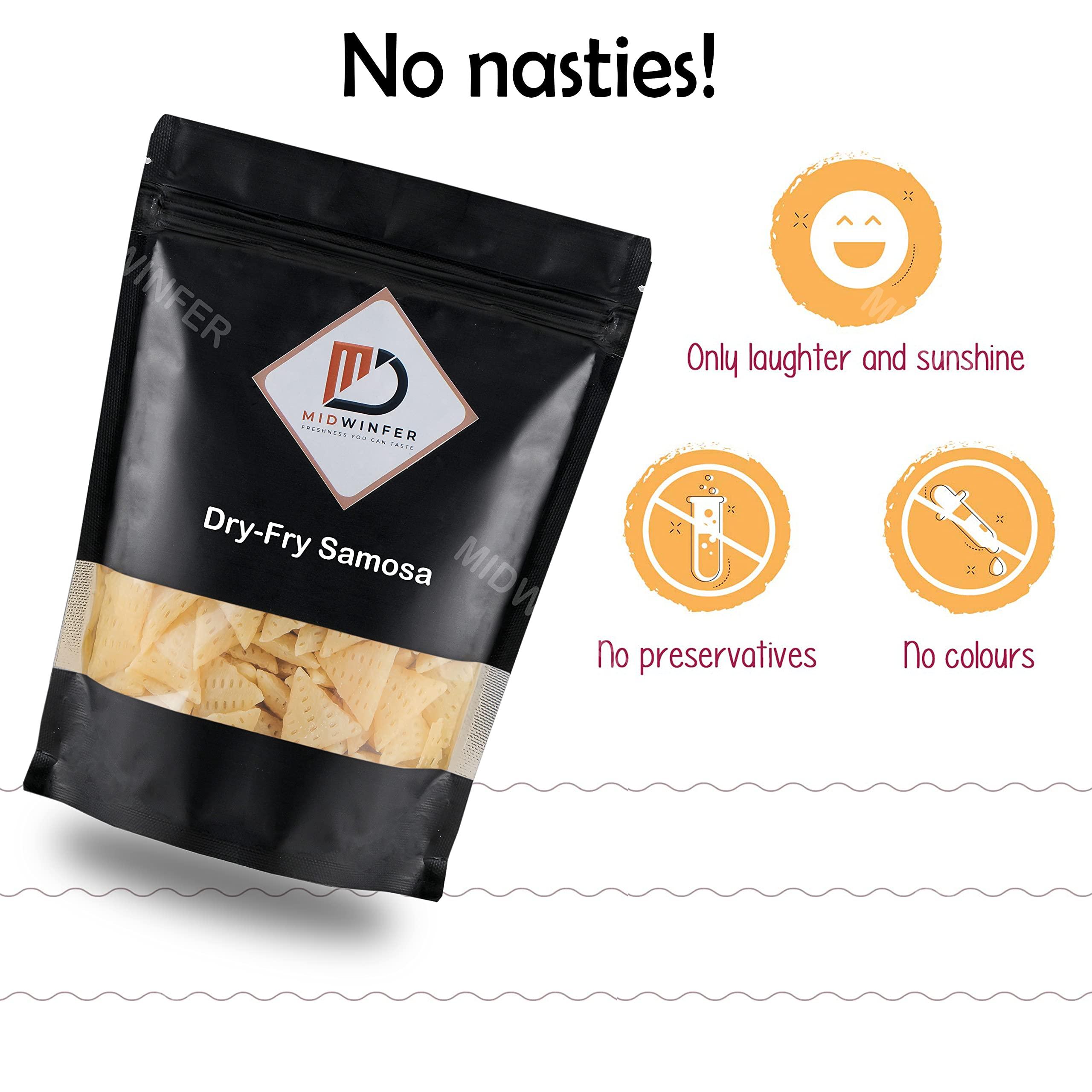 Midwinfer Midwinfer 3D Triangle Fryums Ready to Fry Papad 200g | Crunchy & Tasty Dry Samosa Chips | Vegan Snacks