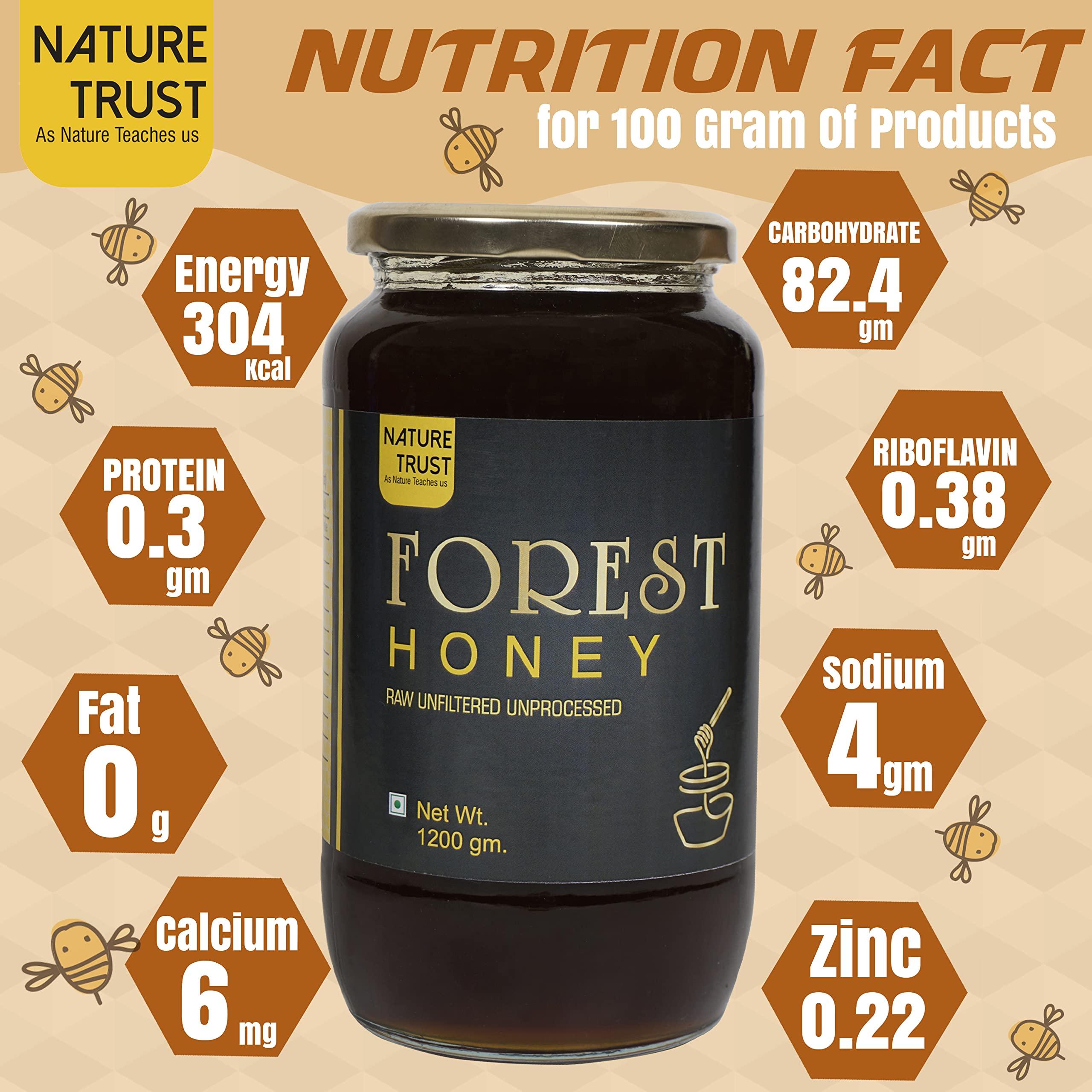NATURE TRUST Nature Trust Raw Organic Forest Honey,1200 Gram, Wild, Unprocessed, Unheated, Non Pasteurized, Original Honey 100% Pure and Natural (1.2 Kg)