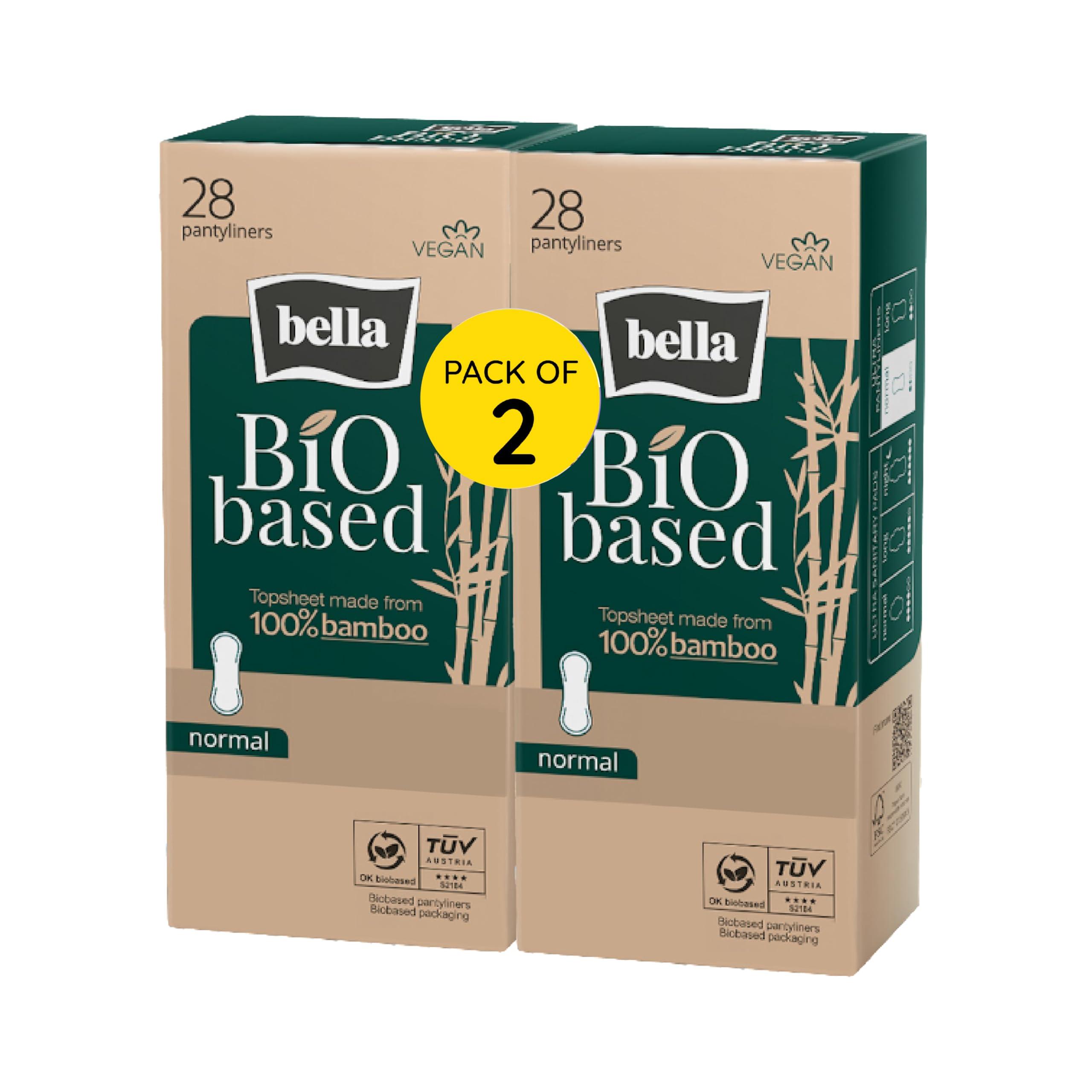 Bella Bella Bio-Based Organic Pantyliner for Women Daily Use | Dermatologically Tested, Vegan, Bamboo Topsheet | Ultra Thin (2mm) | 100% Recyclable Packaging | Biodegradable | Size Small | Pack of 2 - Total 56 Pcs