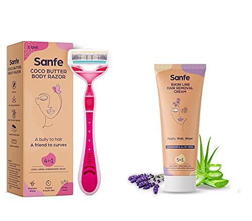 Sanfe Sanfe Bikini Line Hair Removal Cream 50gm and Coco Buttter Body Razor Combo