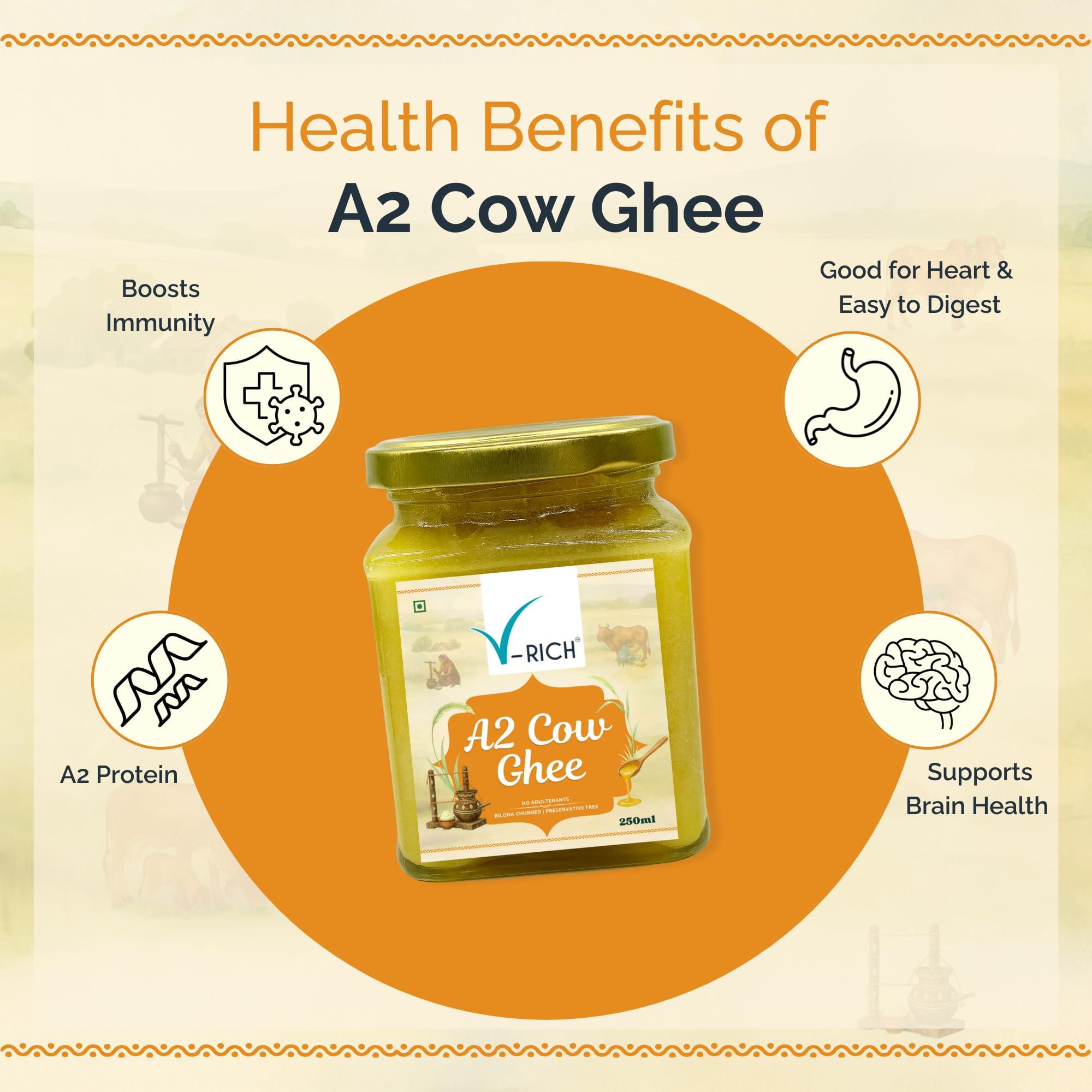 V-Rich A2 Desi Cow Ghee (250ml)