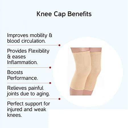 SMIC SMIC Stretchable Compression Knee Cap (MEDIUM) Skin Colour | For Knee Support | Knee Sleeve Brace for Running | Tennis | Football | Joint Pain Relief | Arthritis and Injury- (1 Pair) for Men & Women