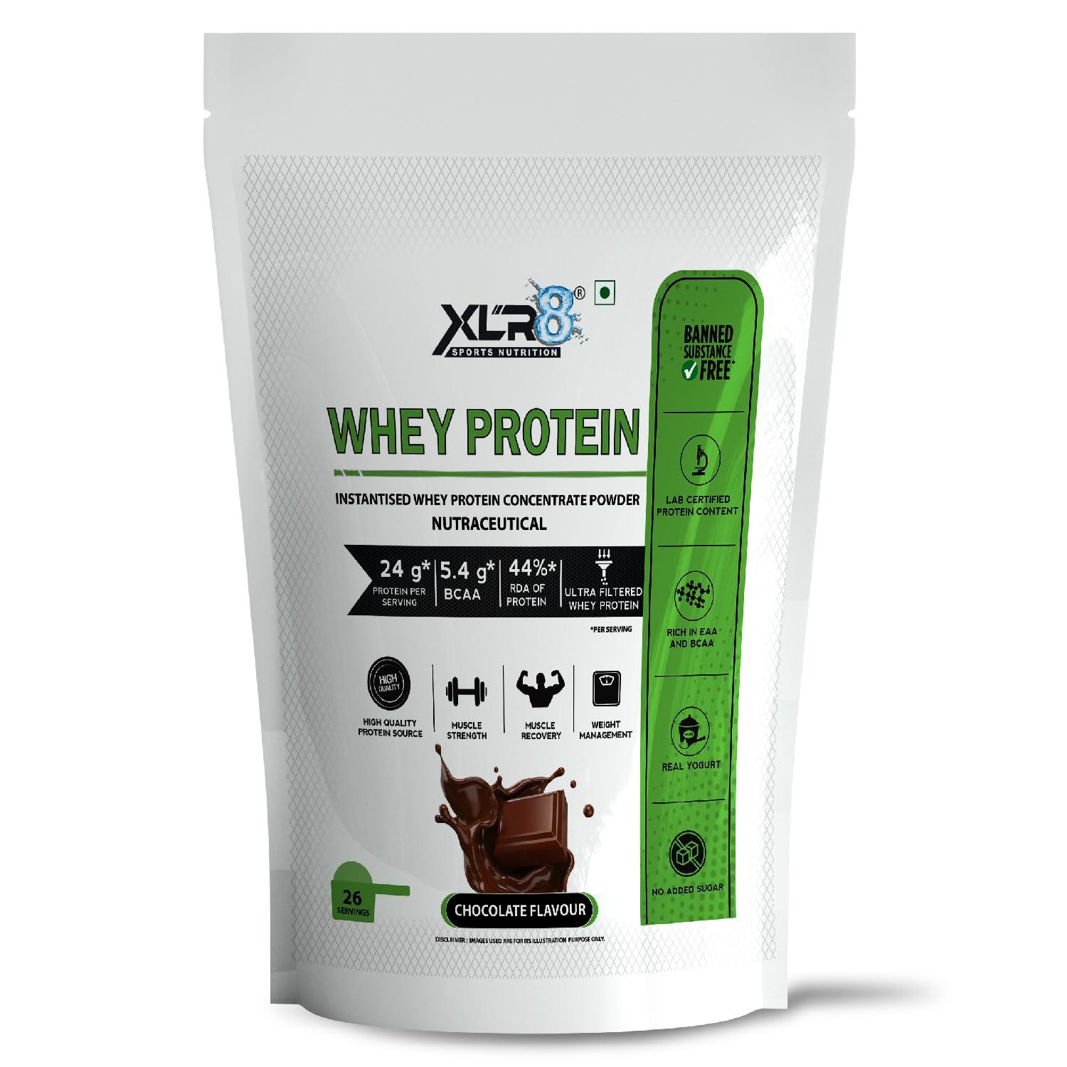 XLR8 XLR8 Whey Protein Powder with 24 g Protein Content & 5.4 g BCAA (907 g, Chocolate)